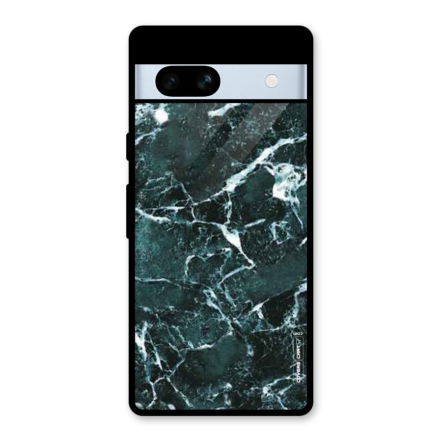 Dark Green Marble Glass Back Case for Google Pixel 7a