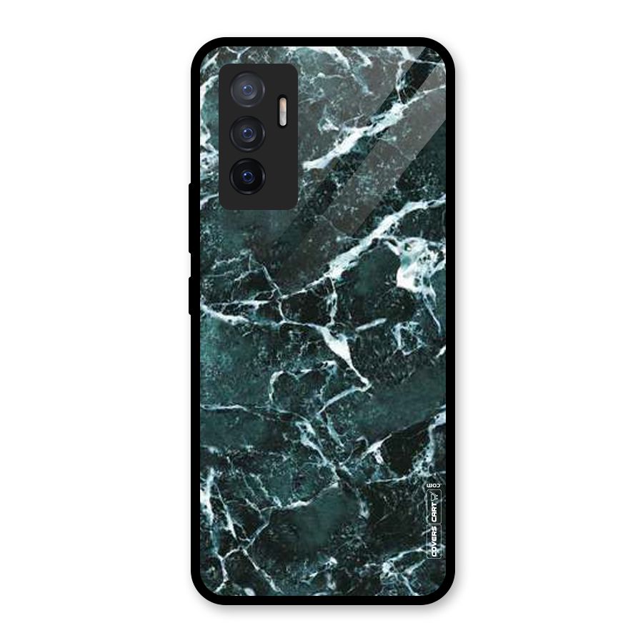 Dark Green Marble Glass Back Case for Vivo V23e