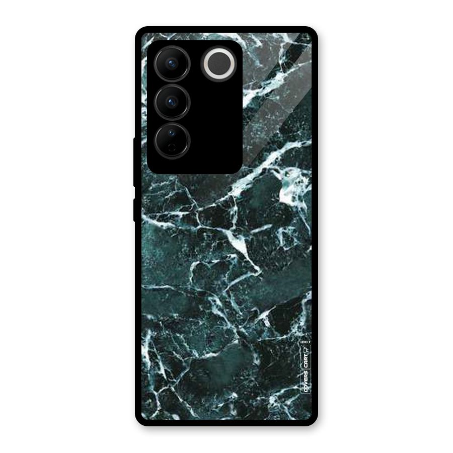 Dark Green Marble Glass Back Case for Vivo V27 Pro
