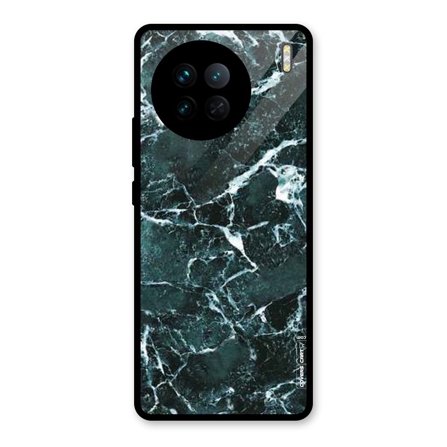 Dark Green Marble Glass Back Case for Vivo X90