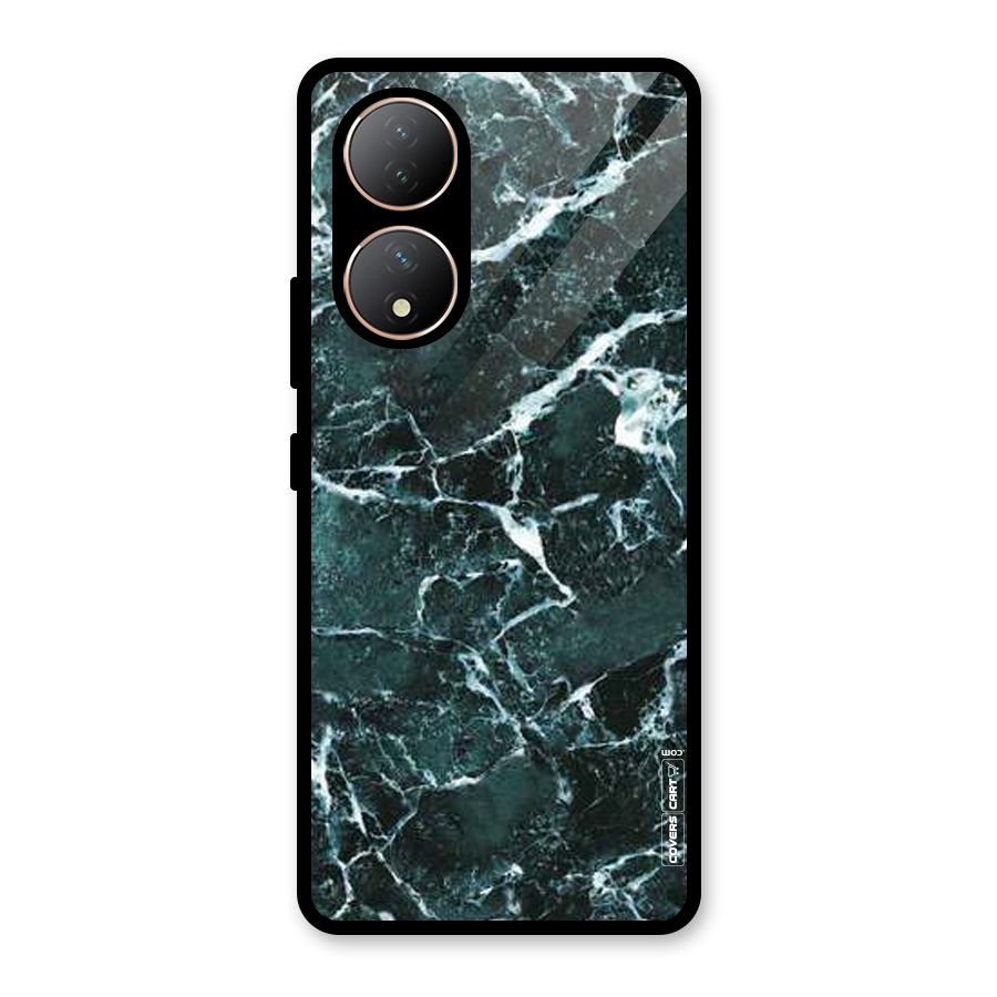 Dark Green Marble Glass Back Case for Vivo Y100