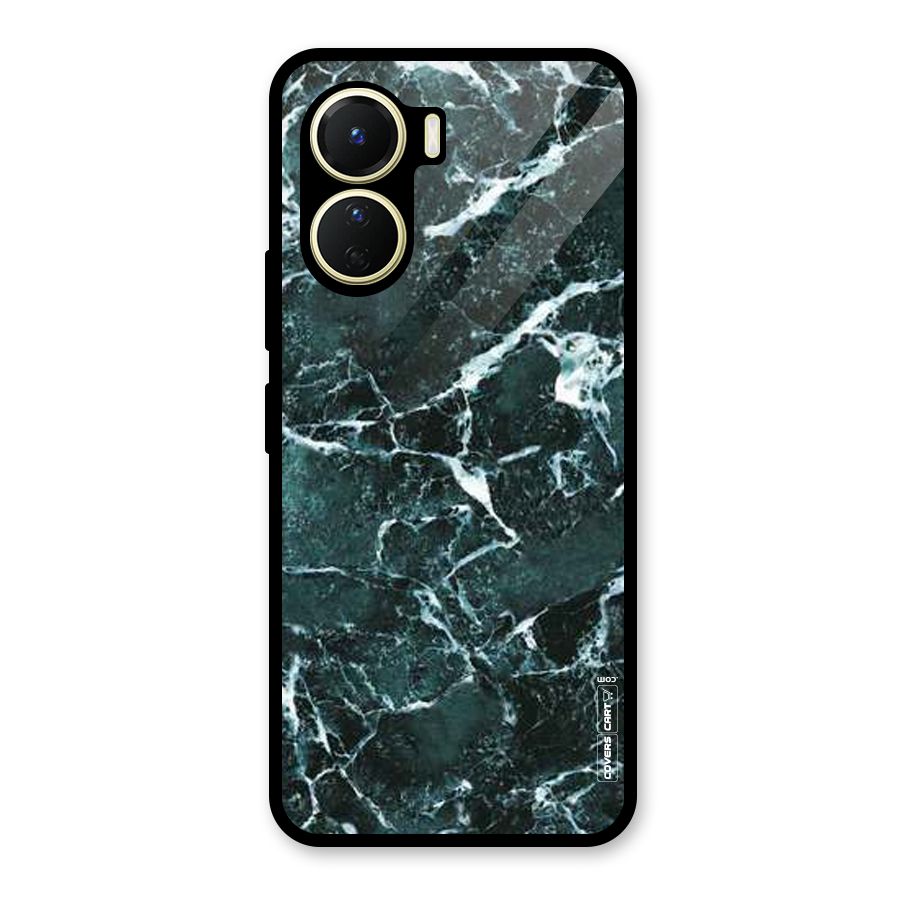 Dark Green Marble Glass Back Case for Vivo Y16