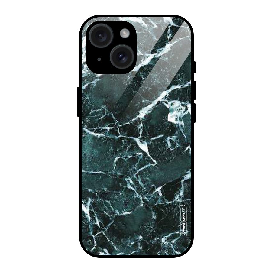 Dark Green Marble Glass Back Case for iPhone 15