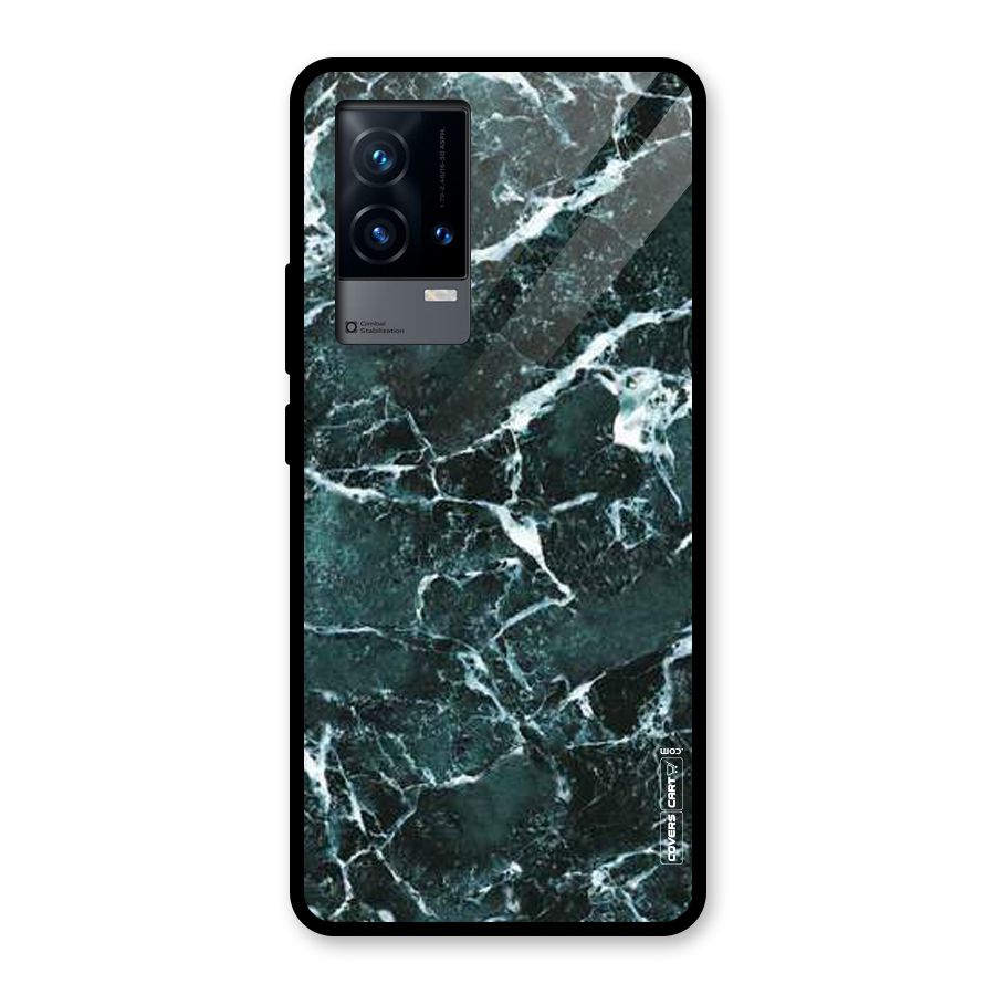Dark Green Marble Glass Back Case for iQOO 9 5G