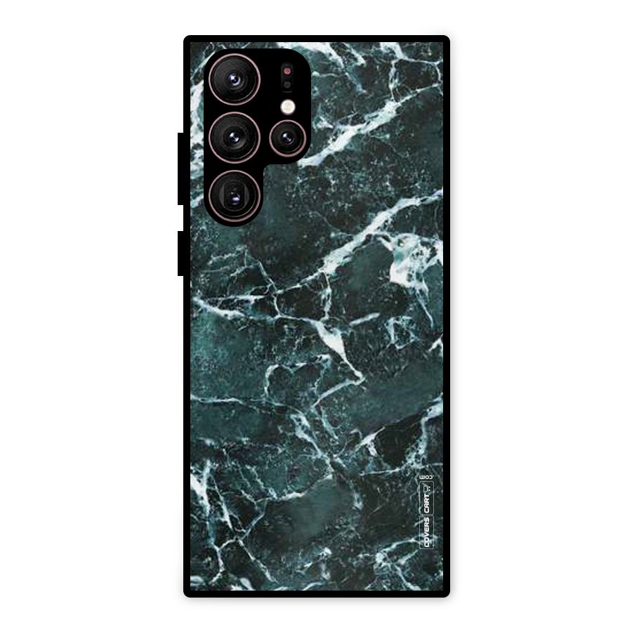 Dark Green Marble Metal Back Case for Galaxy S22 Ultra 5G