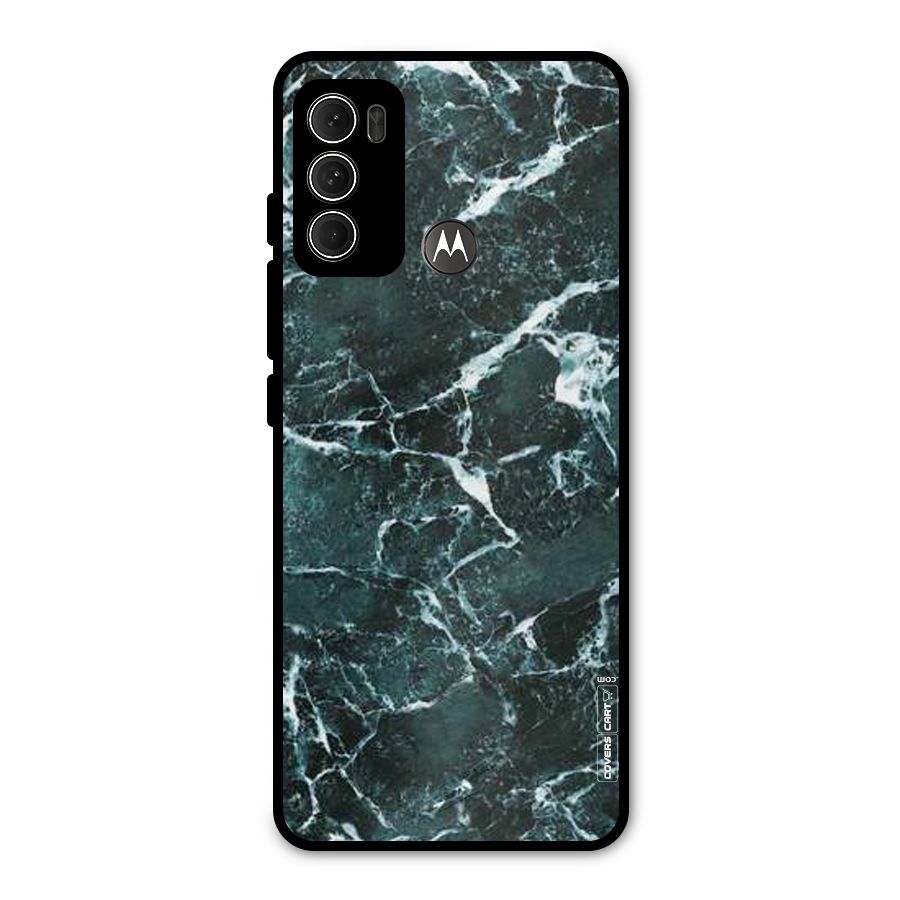 Dark Green Marble Metal Back Case for Moto G60