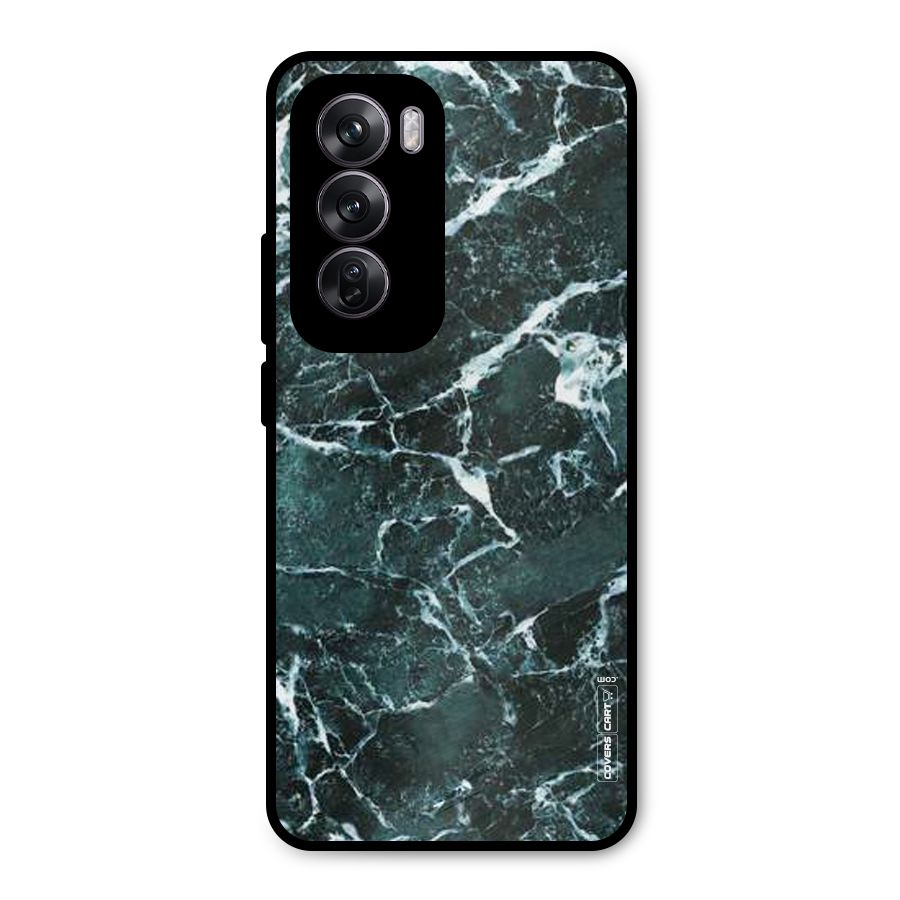 Dark Green Marble Metal Back Case for Oppo Reno12 Pro