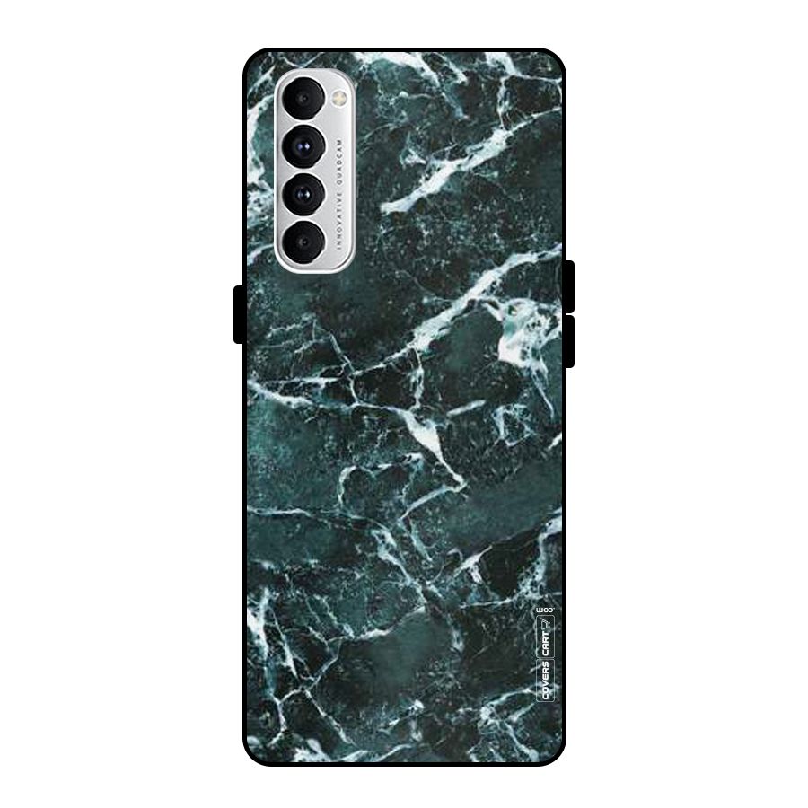 Dark Green Marble Metal Back Case for Oppo Reno4 Pro