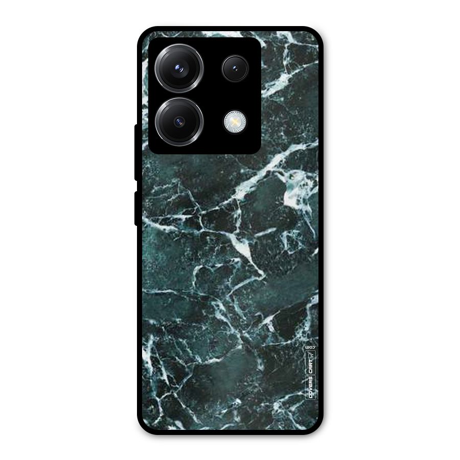 Dark Green Marble Metal Back Case for Poco X6