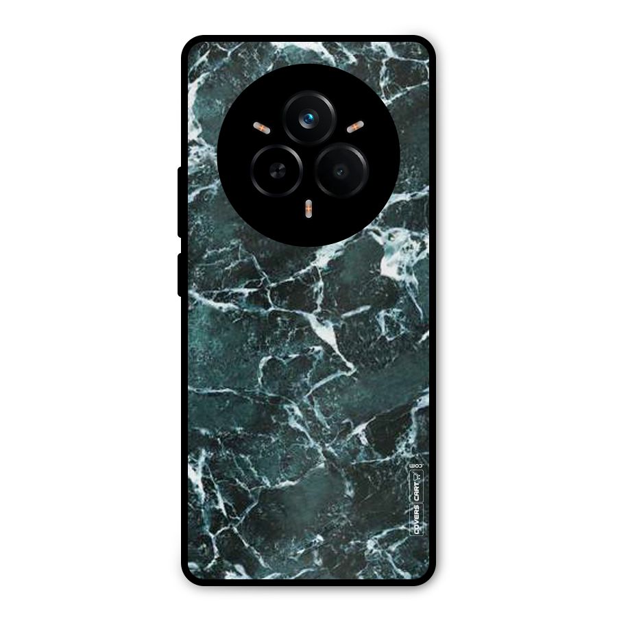 Dark Green Marble Metal Back Case for Realme 14 Pro