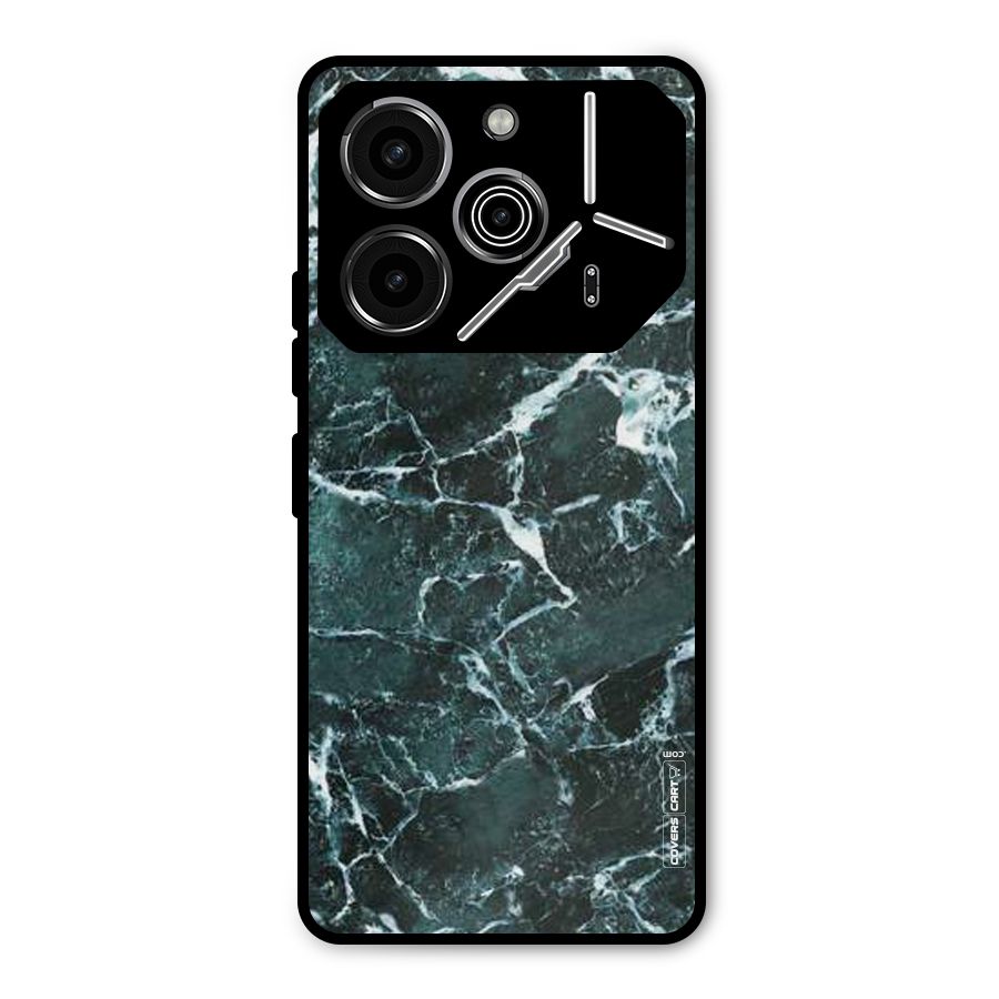 Dark Green Marble Metal Back Case for Tecno Pova 6 Pro