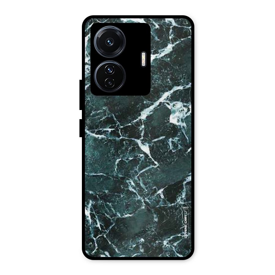 Dark Green Marble Metal Back Case for Vivo T1 Pro