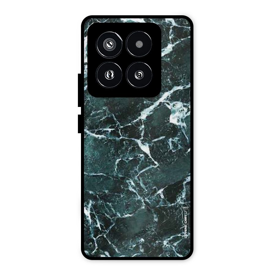 Dark Green Marble Metal Back Case for Xiaomi 14 Pro