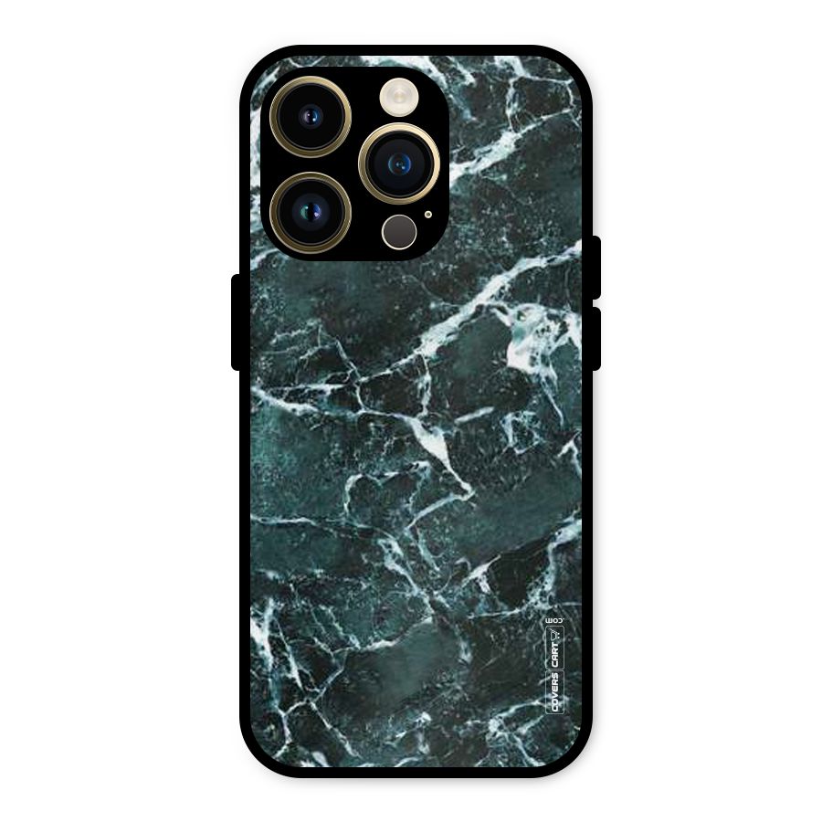 Dark Green Marble Metal Back Case for iPhone 14 Pro