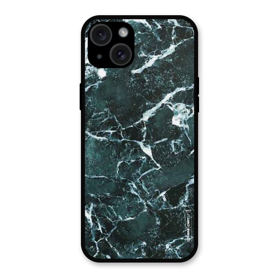Dark Green Marble Metal Back Case for iPhone 15 Plus