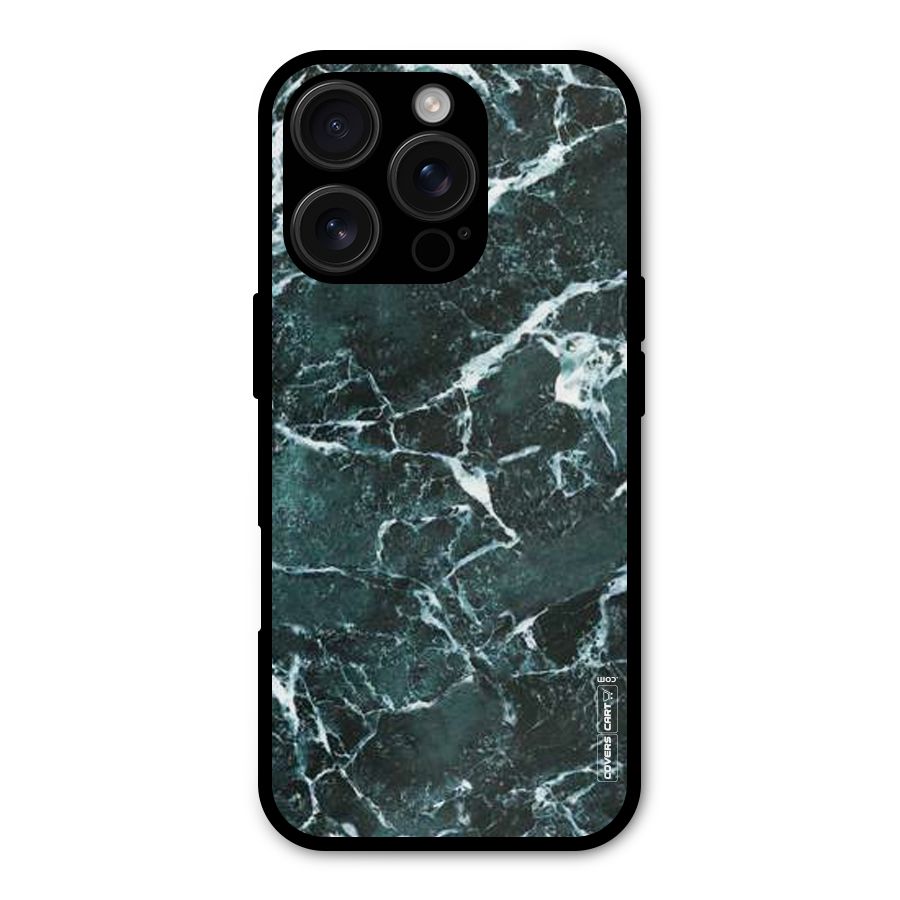 Dark Green Marble Metal Back Case for iPhone 16 Pro