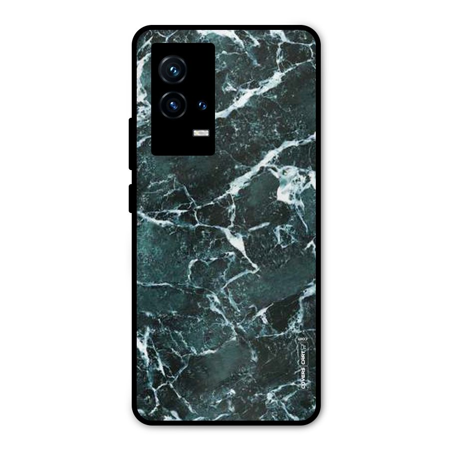 Dark Green Marble Metal Back Case for iQOO 9 5G