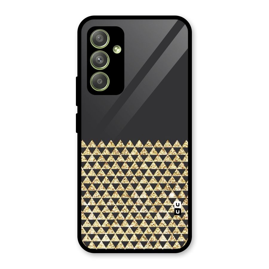 Dark Grey Golden Triangles Glass Back Case for Galaxy A54