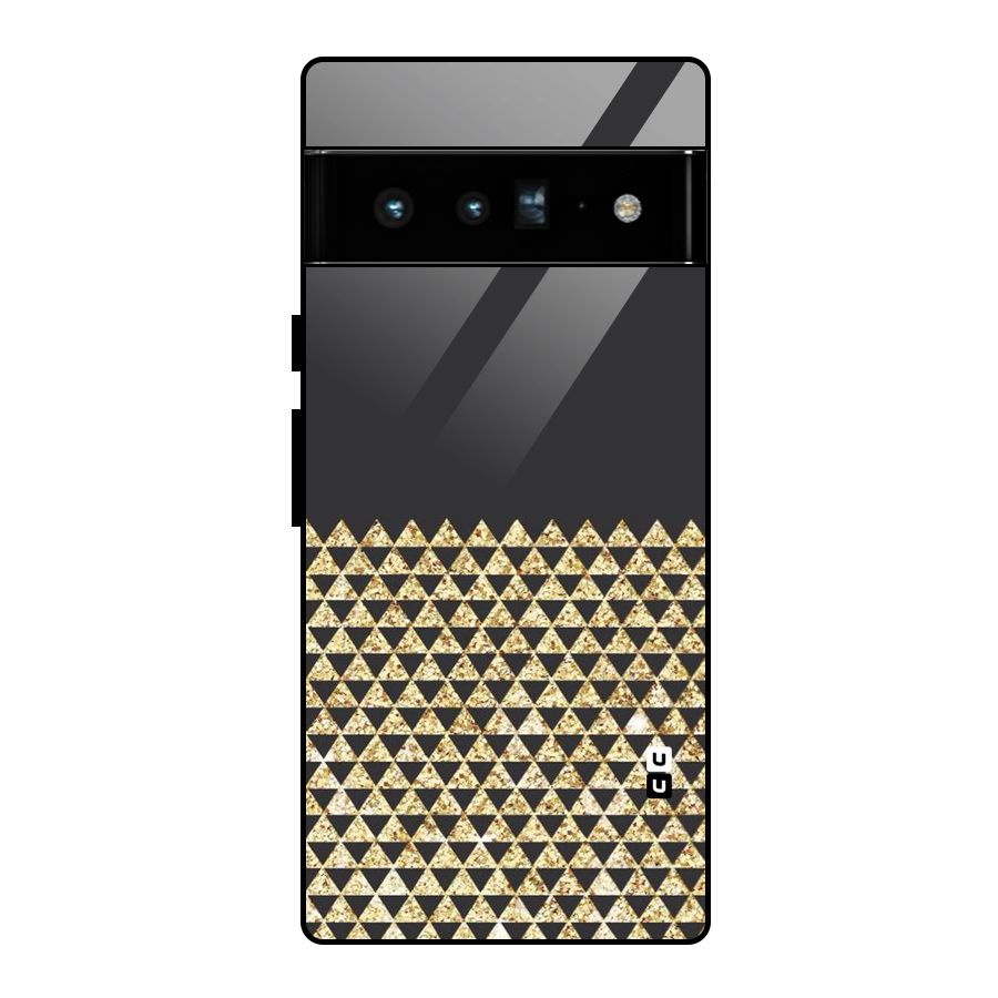 Dark Grey Golden Triangles Glass Back Case for Google Pixel 6 Pro