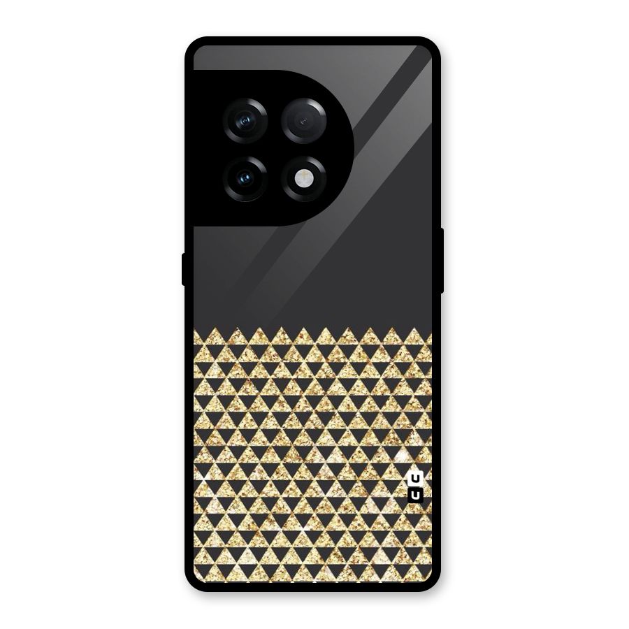 Dark Grey Golden Triangles Glass Back Case for OnePlus 11R