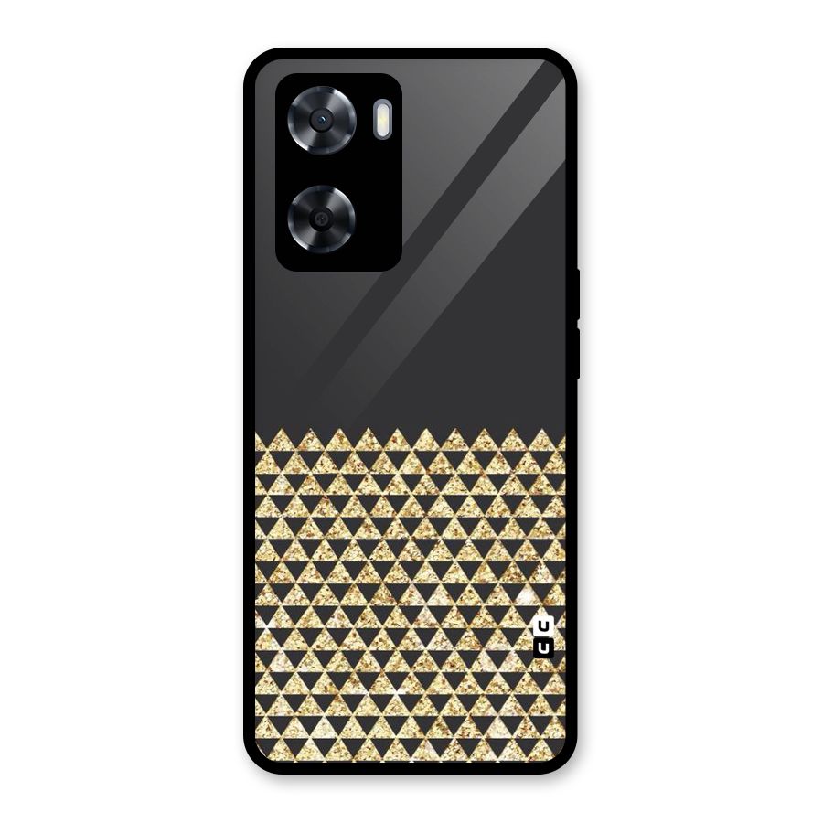 Dark Grey Golden Triangles Glass Back Case for OnePlus Nord N20 SE
