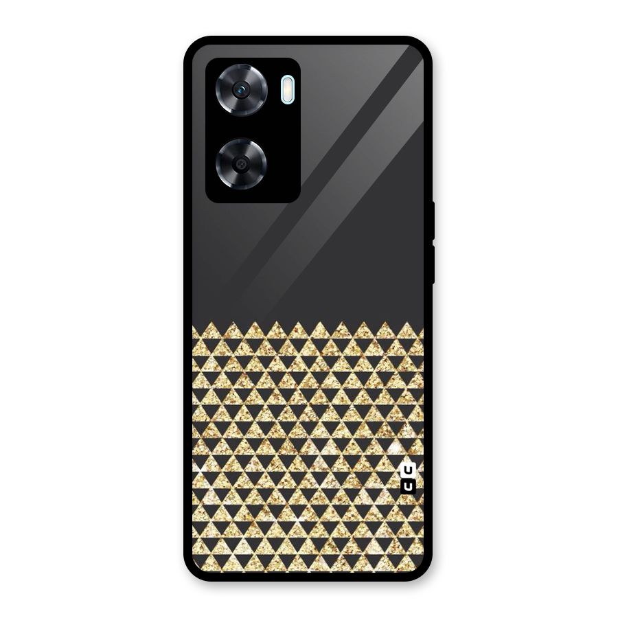 Dark Grey Golden Triangles Glass Back Case for Oppo A77s