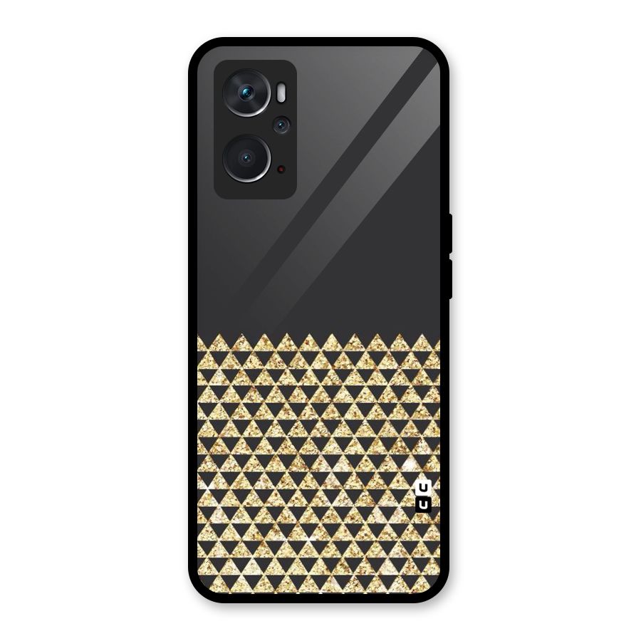 Dark Grey Golden Triangles Glass Back Case for Oppo K10 4G