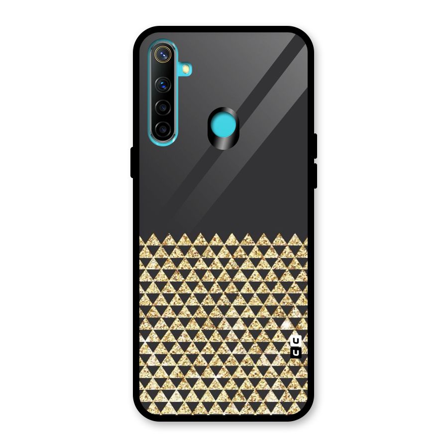 Dark Grey Golden Triangles Glass Back Case for Realme 5i