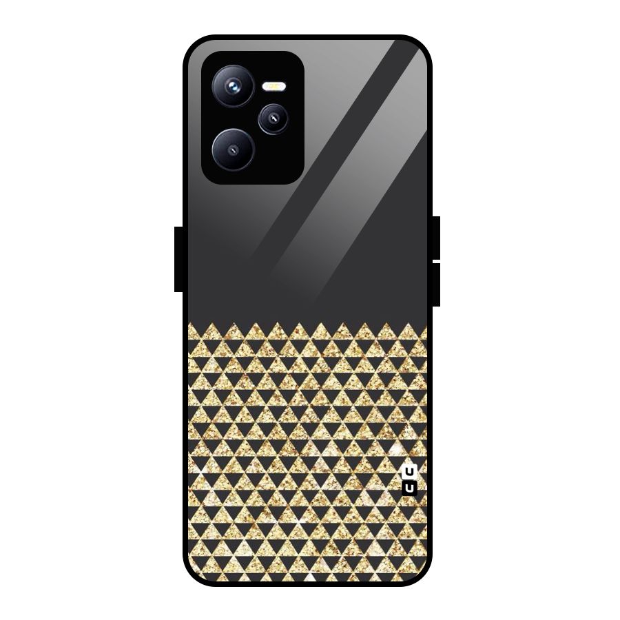 Dark Grey Golden Triangles Glass Back Case for Realme C35
