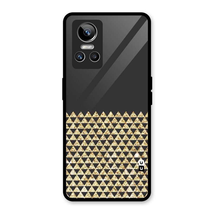Dark Grey Golden Triangles Glass Back Case for Realme GT Neo 3
