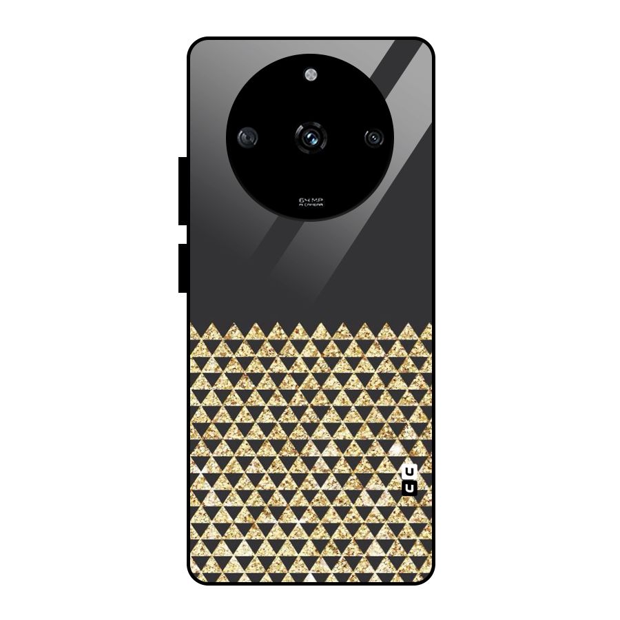 Dark Grey Golden Triangles Glass Back Case for Realme Narzo 60 5G