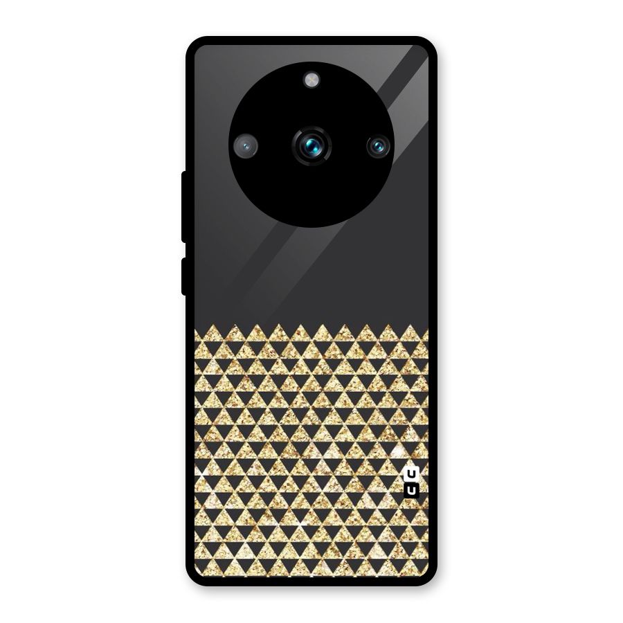 Dark Grey Golden Triangles Glass Back Case for Realme Narzo 60 Pro