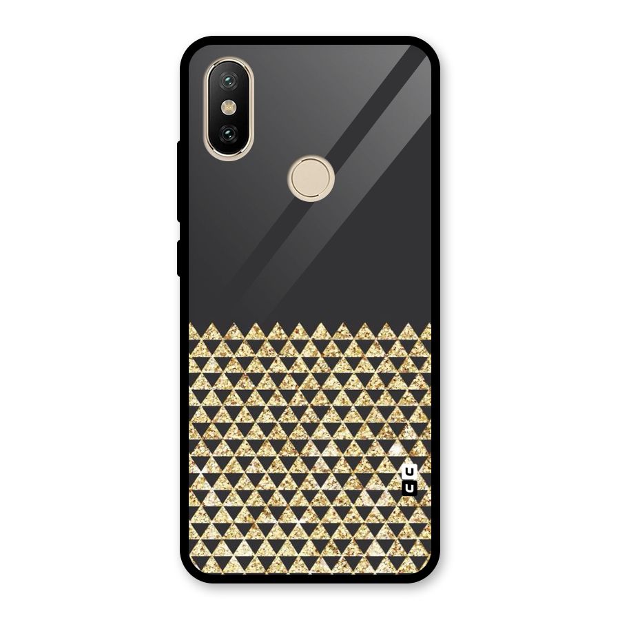 Dark Grey Golden Triangles Glass Back Case for Redmi A2