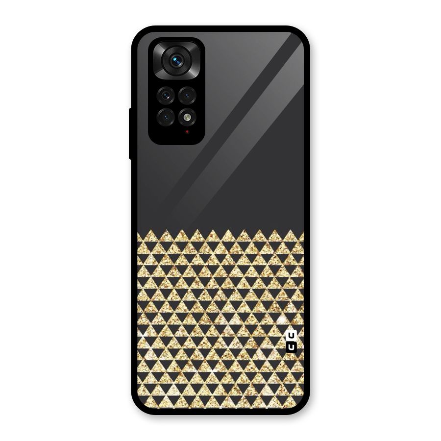 Dark Grey Golden Triangles Glass Back Case for Redmi Note 11S