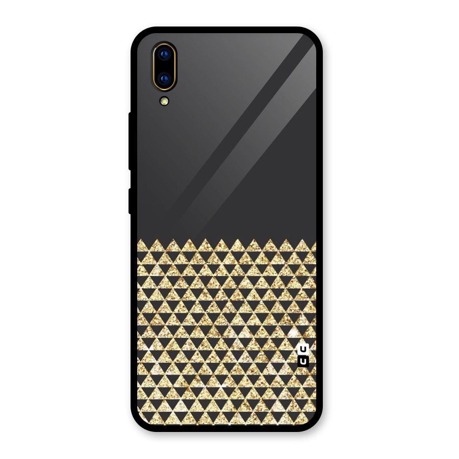 Dark Grey Golden Triangles Glass Back Case for Vivo V11 Pro