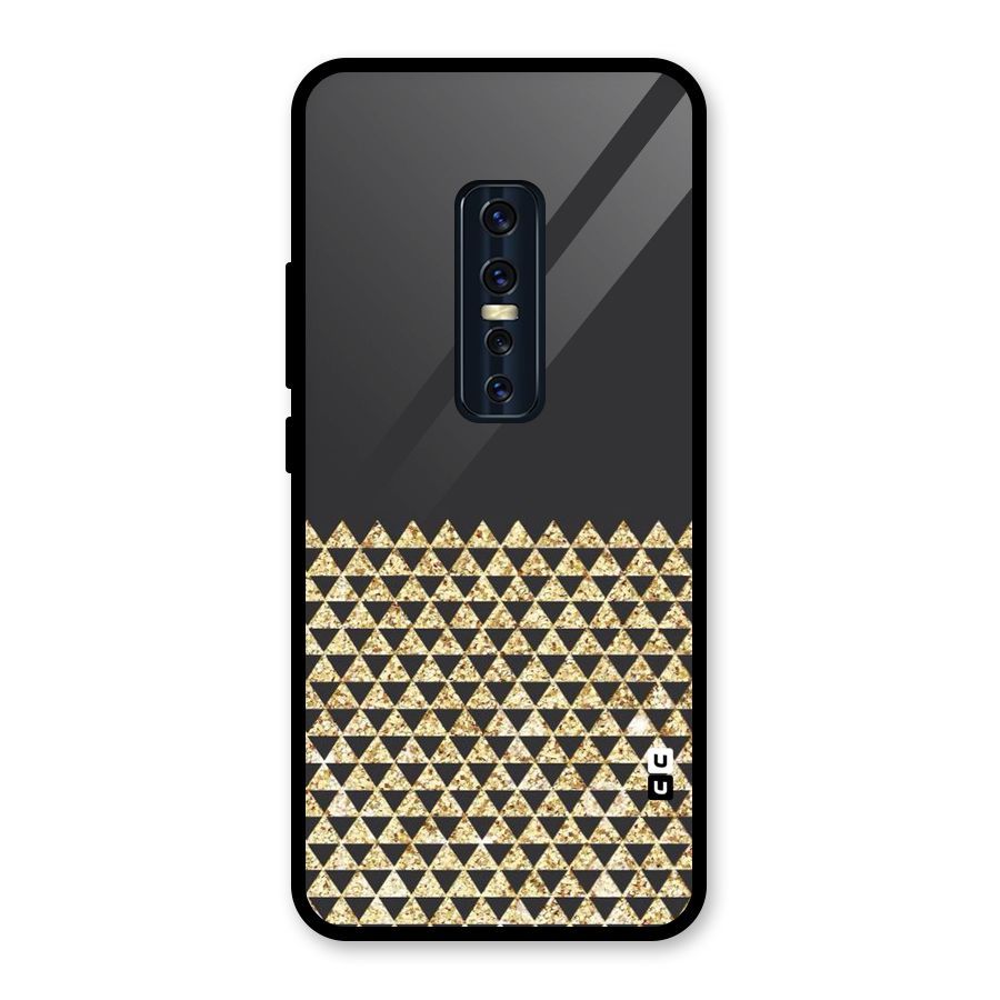 Dark Grey Golden Triangles Glass Back Case for Vivo V17 Pro