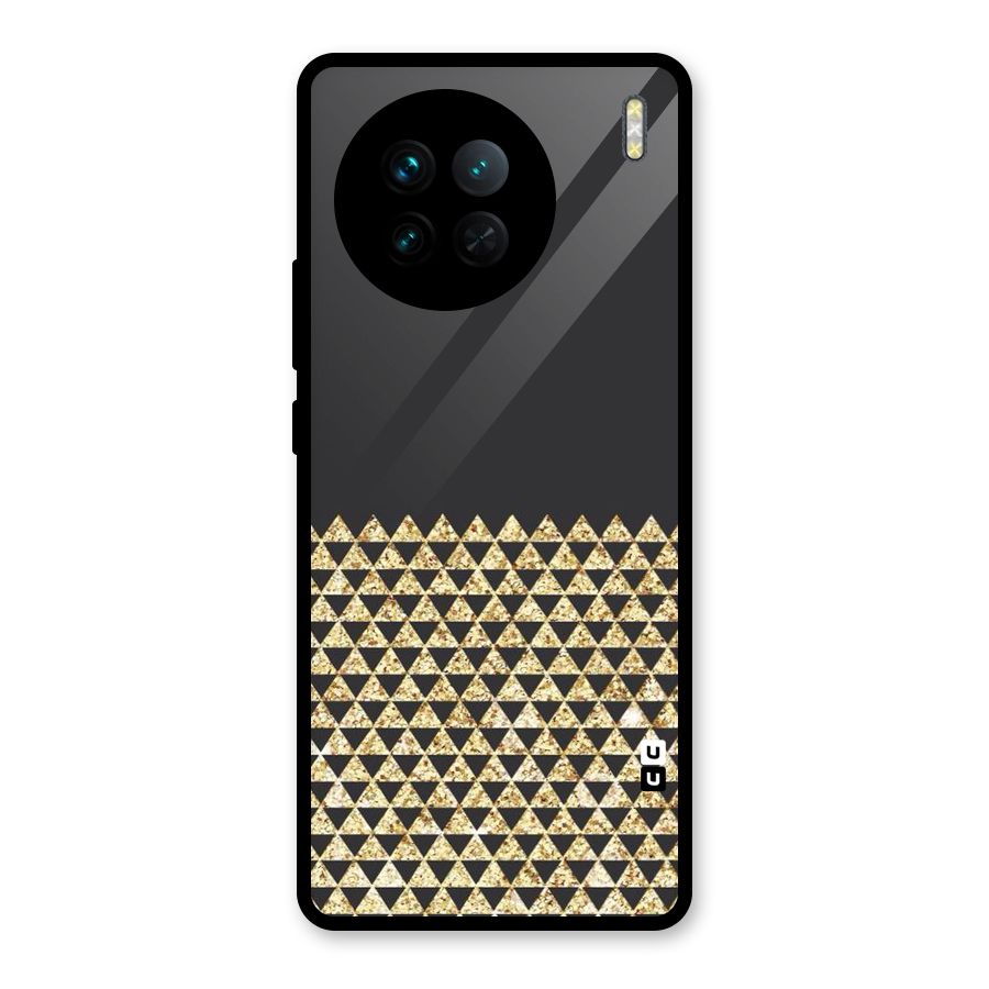 Dark Grey Golden Triangles Glass Back Case for Vivo X90