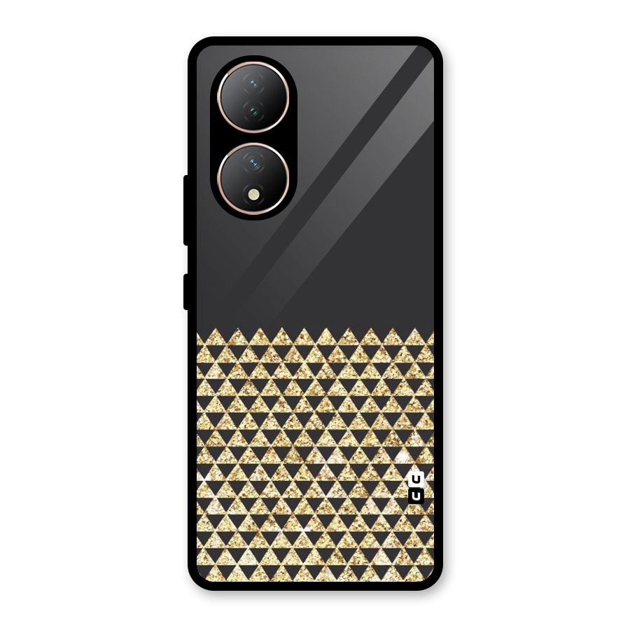 Dark Grey Golden Triangles Glass Back Case for Vivo Y100
