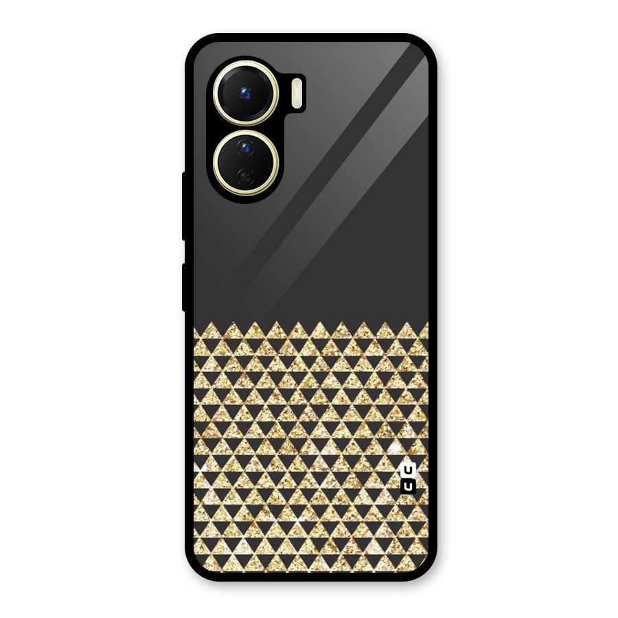 Dark Grey Golden Triangles Glass Back Case for Vivo Y16