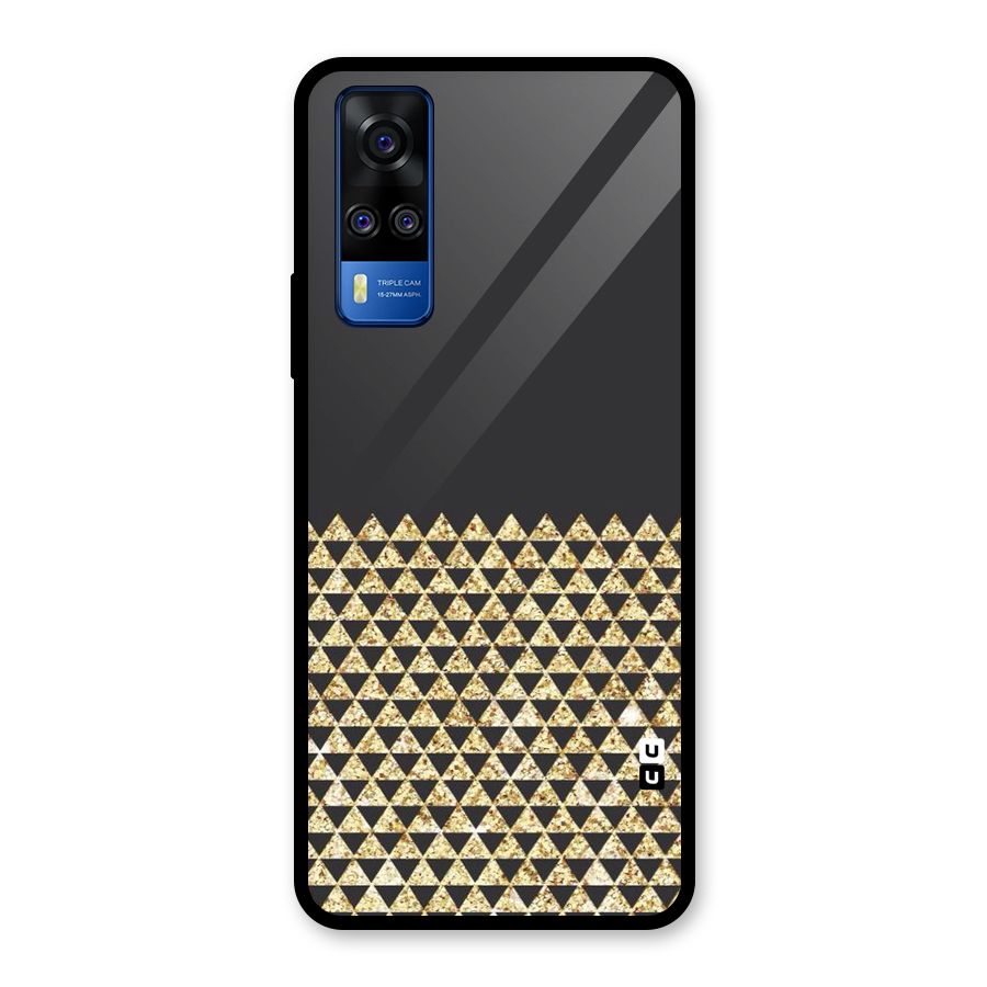 Dark Grey Golden Triangles Glass Back Case for Vivo Y31