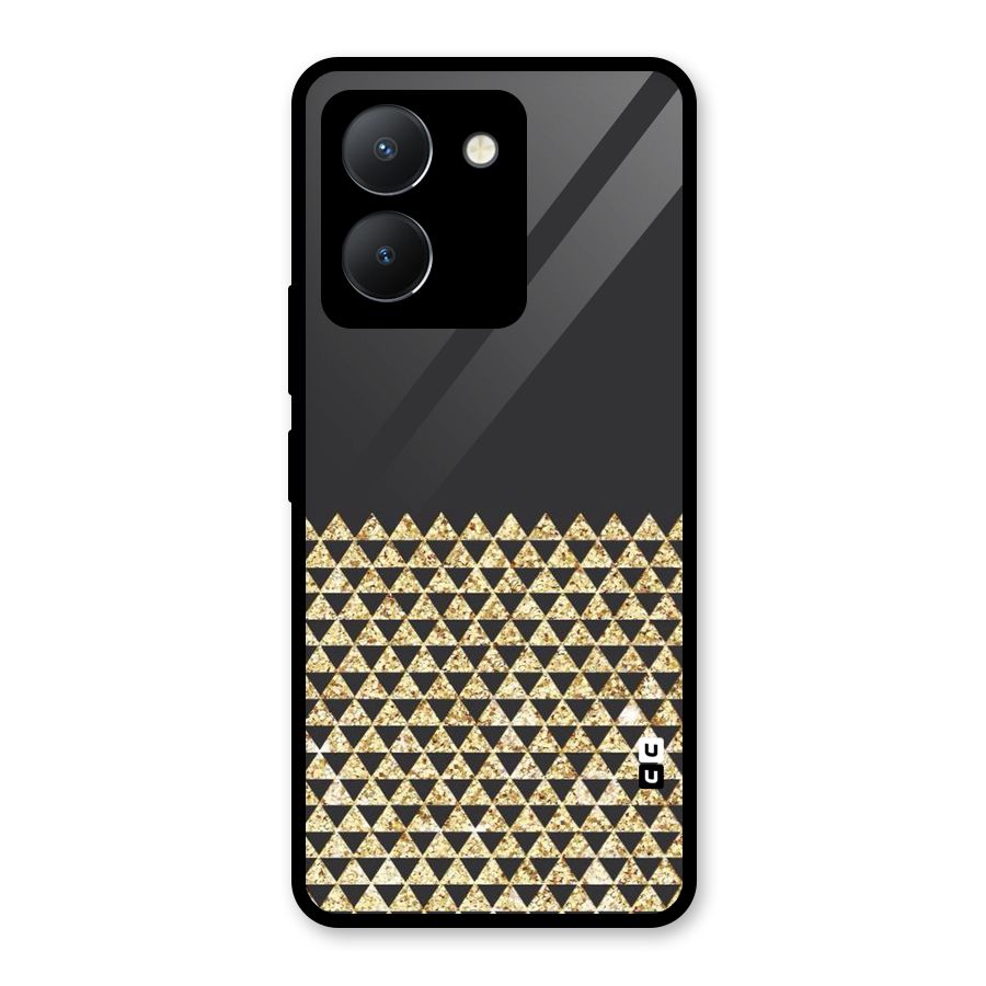 Dark Grey Golden Triangles Glass Back Case for Vivo Y36