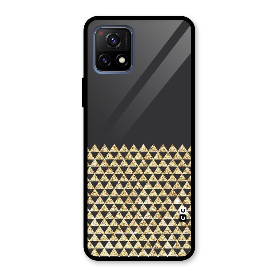 Dark Grey Golden Triangles Glass Back Case for Vivo Y72 5G
