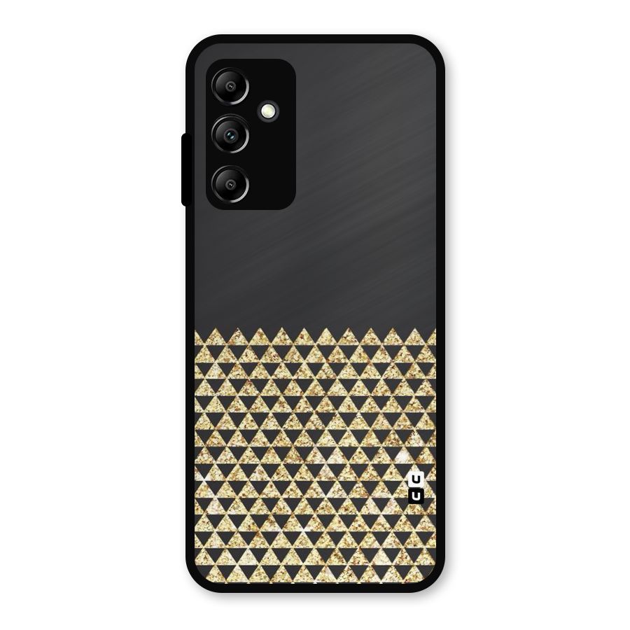 Dark Grey Golden Triangles Metal Back Case for Galaxy A14 5G