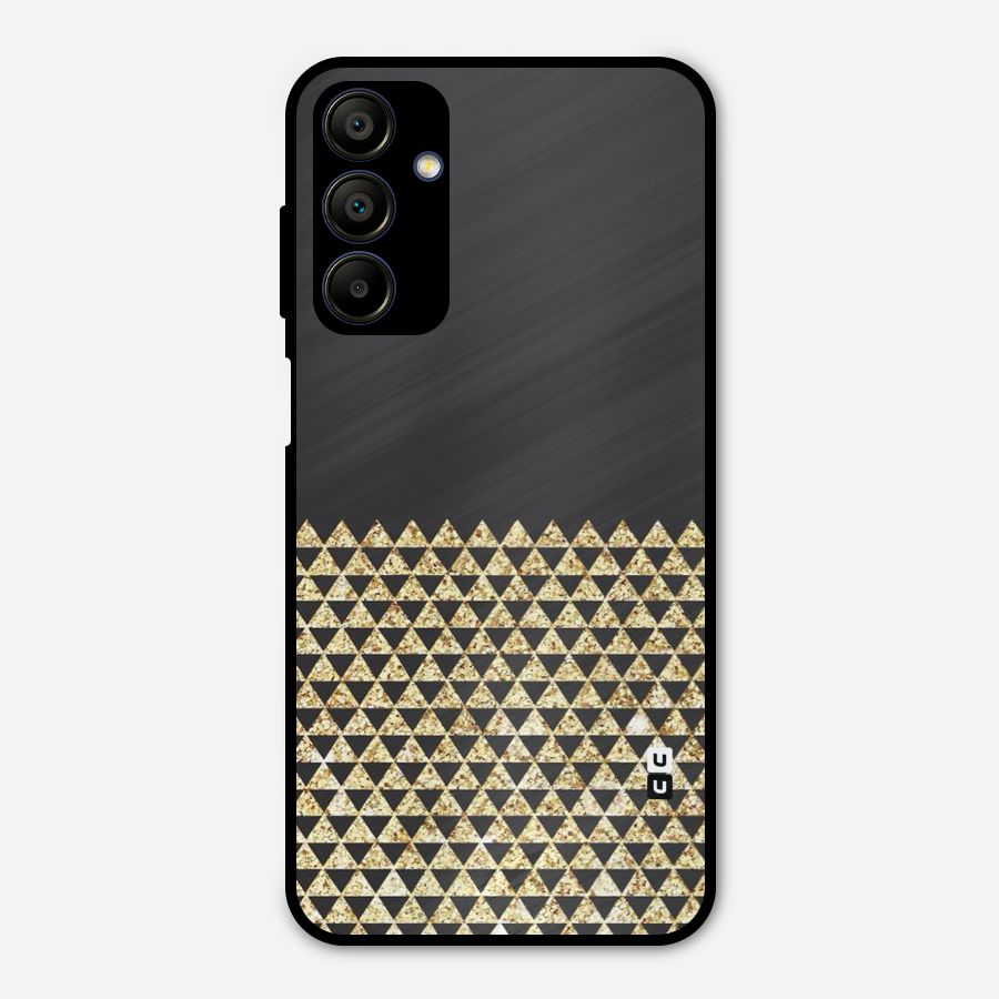 Dark Grey Golden Triangles Metal Back Case for Galaxy A15 5G
