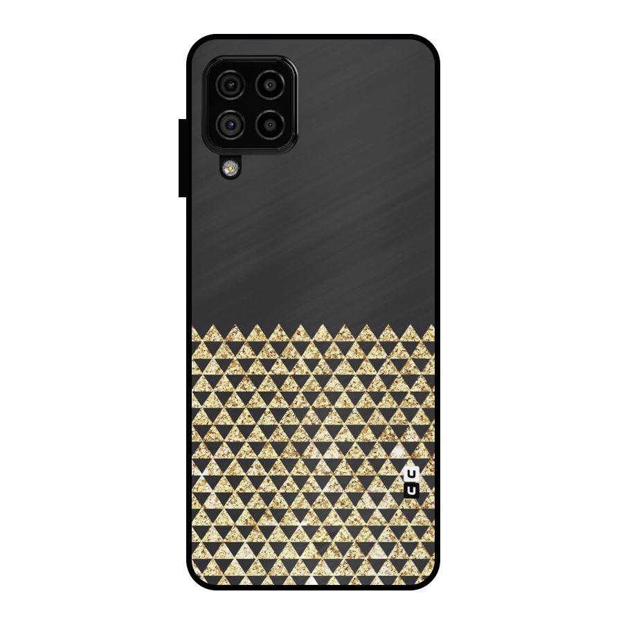 Dark Grey Golden Triangles Metal Back Case for Galaxy A22 4G