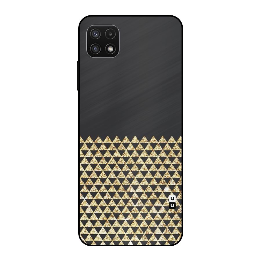 Dark Grey Golden Triangles Metal Back Case for Galaxy A22 5G