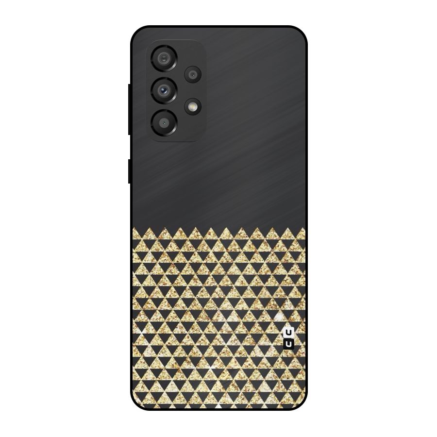 Dark Grey Golden Triangles Metal Back Case for Galaxy A33 5G