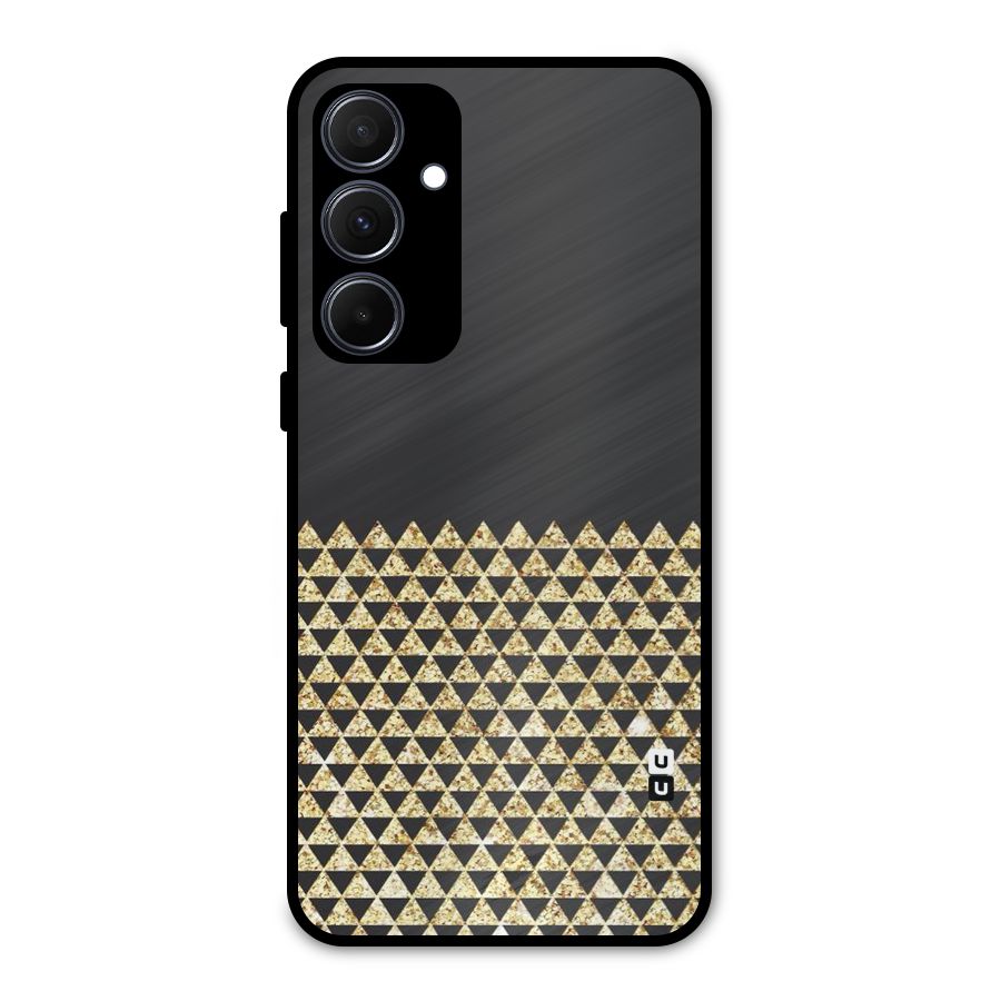 Dark Grey Golden Triangles Metal Back Case for Galaxy A35