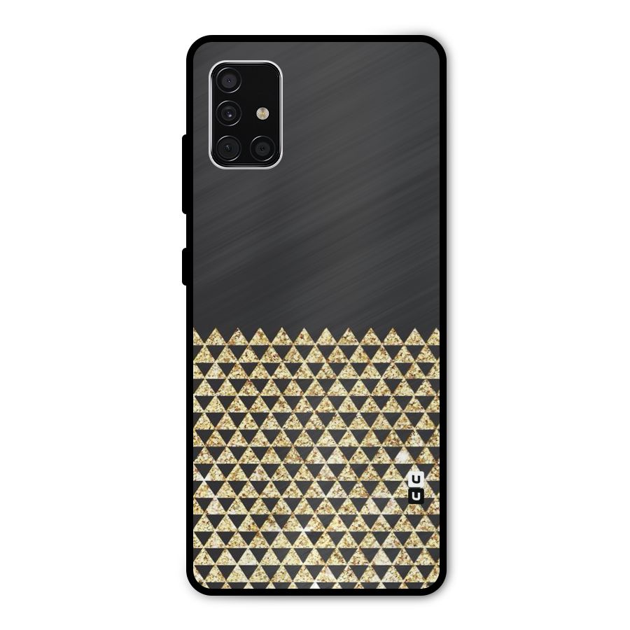 Dark Grey Golden Triangles Metal Back Case for Galaxy A51
