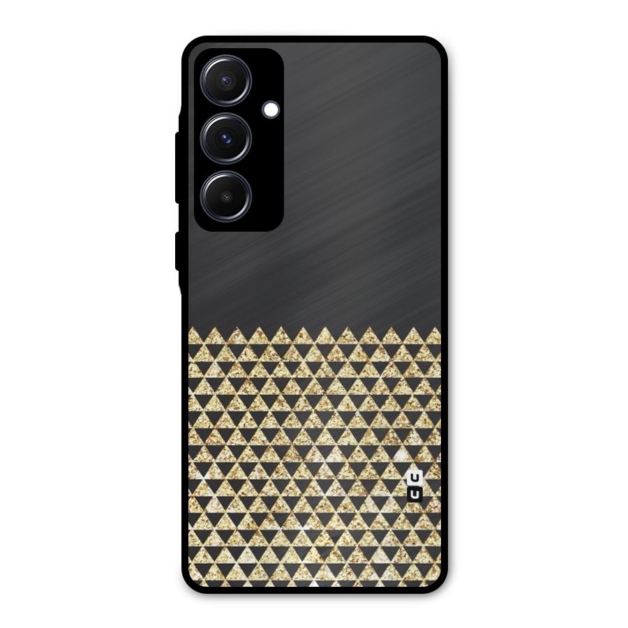 Dark Grey Golden Triangles Metal Back Case for Galaxy A55